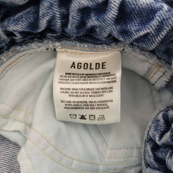 Agolde Riya Elasticated High-Rise Peg Jeans Sz 26 Organic‎ Cotton Paperbag Waist - Picture 7 of 12